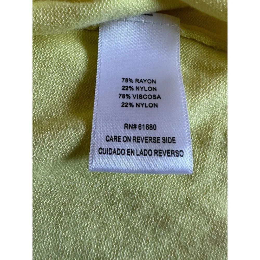 525 America Pullover Sweater Women's Size XXL Yellow 3/4 Sleeve V-Neck